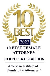 2023 10 BEST Female Attorney | Client Satisfaction | American Institute of Family Law Attorneys Badge